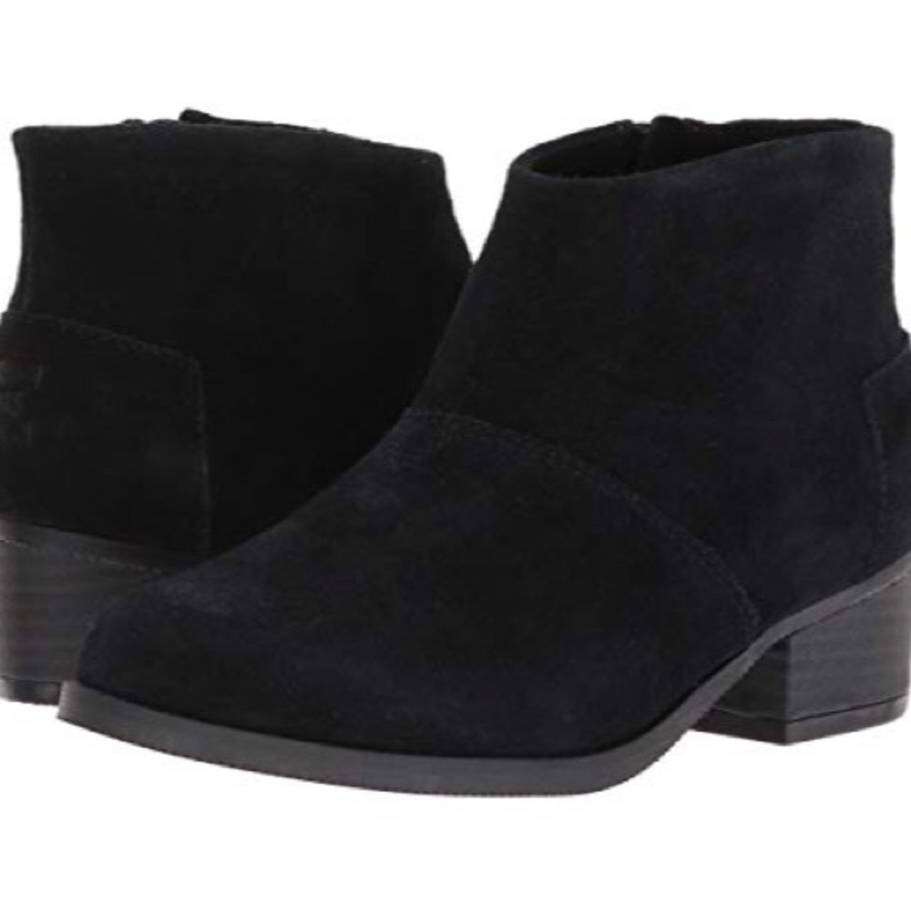 TOMS Kids Leila Black Suede Boots - Size 1